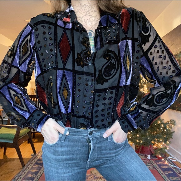 VINTAGE BLOUSE M - Picture 4 of 7